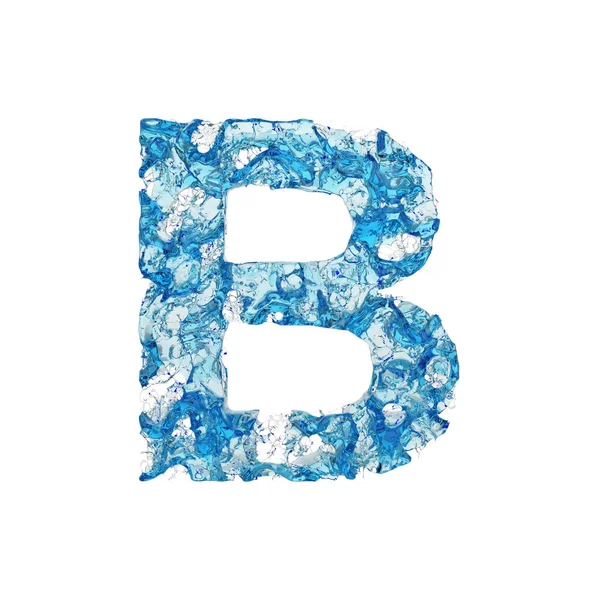 アルファベット大文字の B。液体フォントはブルーの透明な水から成っています。白い背景に分離された 3 d のレンダリング. — ストック写真