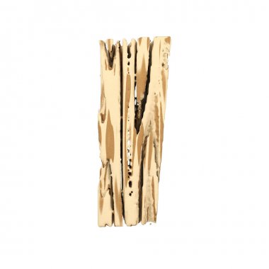 Ben büyük harf Alfabe harf. Kahverengi ve sarı kaba çam ahşap yazı tipi. Beyaz arka plan üzerinde izole 3d render.