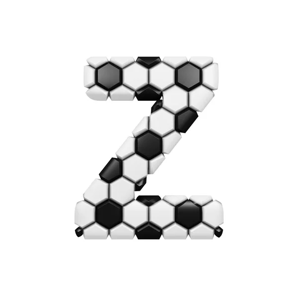 Alfabet letter Z hoofdletters. Voetbal lettertype gemaakt van voetbal textuur. 3D render geïsoleerd op witte achtergrond. — Stockfoto
