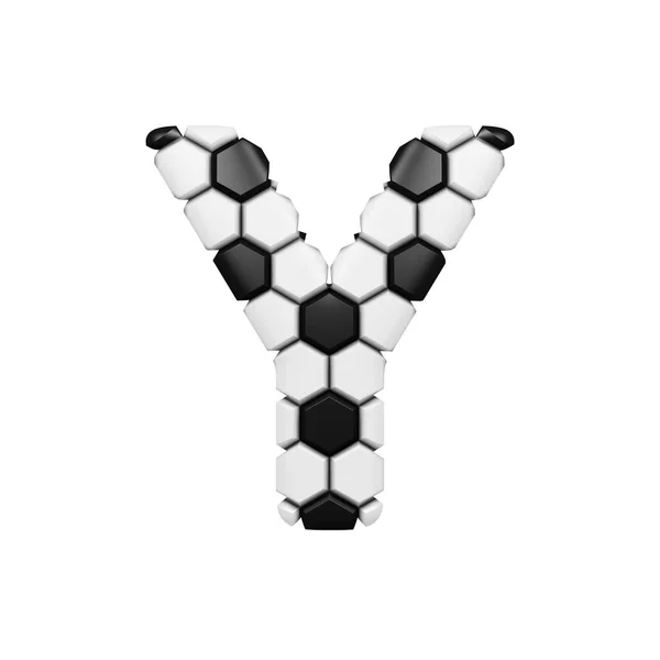 Alphabet letter Y uppercase. Soccer font made of football texture. 3D render isolated on white background. — Stock Photo, Image