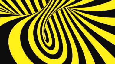 Siyah ve sarı psychedelic optik yanılsama. Soyut hipnotik animasyonlu arka plan. Spiral geometrik döngü uyarı duvar kağıdı