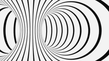 Siyah ve beyaz psikedelik optik illüzyon. Soyut hipnotik animasyon arka planı. Spiral geometrik döngü monokrom duvar kağıdı