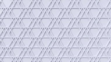 Arabesk döngü geometrik desen. Beyaz İslam 3d motif. Arap oryantal animasyonlu arka plan. Müslüman hareketli duvar kağıdı.