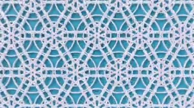 Arabesk geometrik desen. Mavi ve beyaz İslami 3 boyutlu motif. Arapça doğulu canlandırma arkaplanı.