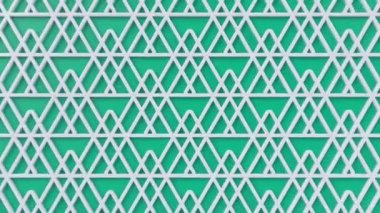 Arabesk döngü geometrik desen. Yeşil ve beyaz İslam 3d motif. Arap oryantal animasyonlu arka plan. Müslüman hareketli duvar kağıdı.
