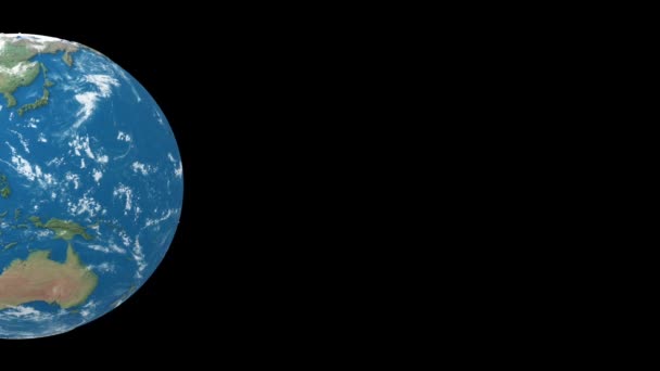 Realistico pianeta Terra rotante isolato su sfondo nero. Rotazione 3d terra globo senza soluzione di continuità loop animazione . — Video Stock