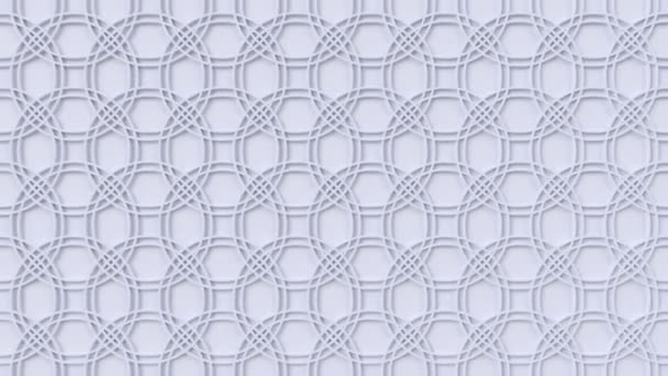 Arabesque pętli wzór geometryczny. Biały motyw islamski 3D. Arabski Orientalny animowane tło. — Wideo stockowe