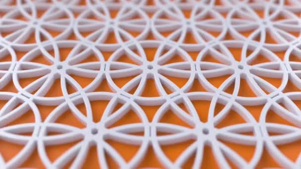 Arabesque hurkolás geometriai mintázat. Narancs-fehér iszlám 3D motívum. Arab orientális animált háttér. — Stock videók