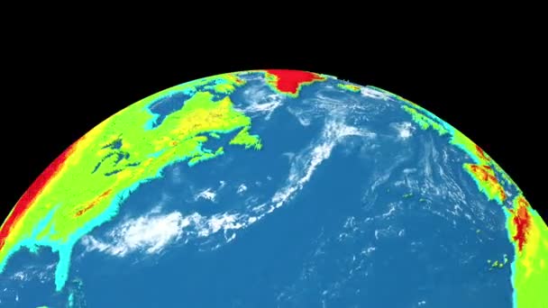 Roterande jorden planet isolerad på svart bakgrund. Topografisk lättnad, höjd bergskarta. Sömlös looping animation. — Stockvideo