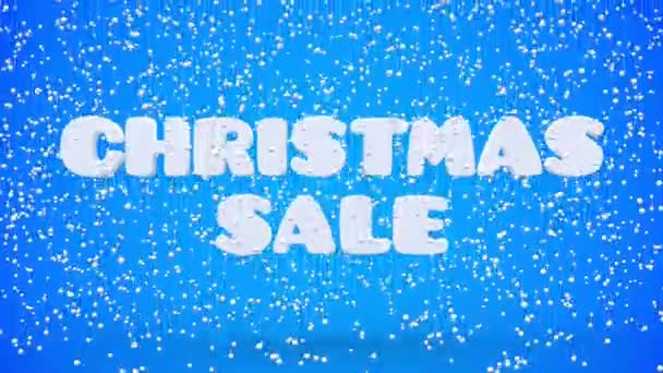 Christmas and New Year sale animation graphic. Holiday discount blue background. Offer banner, dynamic text, 3d render. — Stock Video