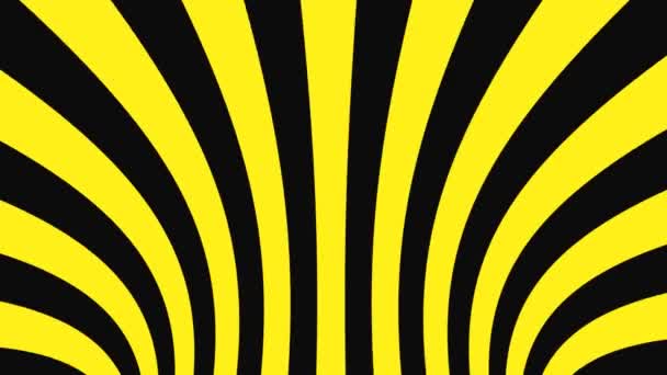Svart och gul psykedelisk optisk illusion. Abstrakt hypnotisk animerad bakgrund. Spiral geometriska looping varning tapet — Stockvideo