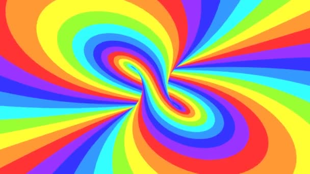 Espectro psicodélico ilusão óptica. Abstrato arco-íris hipnótico fundo animado. Papel de parede colorido brilhante looping — Vídeo de Stock