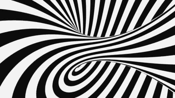 Black and white psychedelic optical illusion. Abstract hypnotic animated background. Spiral geometric looping monochrome wallpaper — Stock Video
