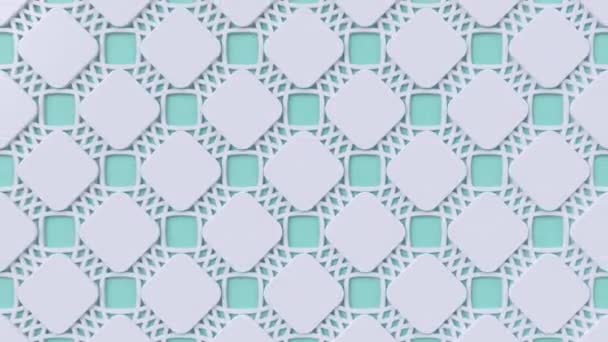 Arabesque looping geometric pattern. Blue and white islamic 3d motif. Arabic oriental animated background. — Stockvideo