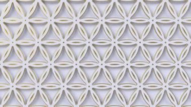 Arabesk döngü geometrik desen. Altın ve beyaz İslam 3d motif. Arapça oryantal animasyonlu arka plan.