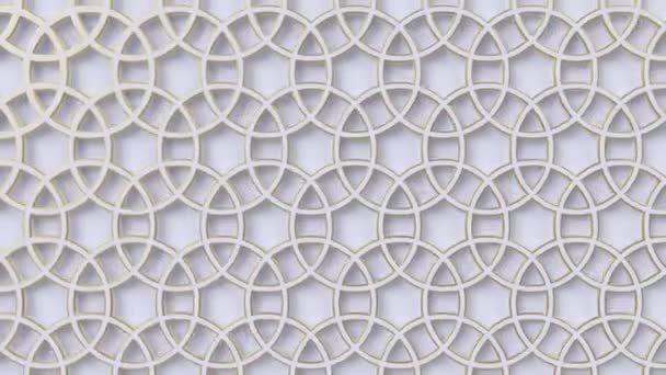 Arabesque pętli wzór geometryczny. Złoty i biały motyw islamski 3D. Arabski Orientalny animowane tło. — Wideo stockowe
