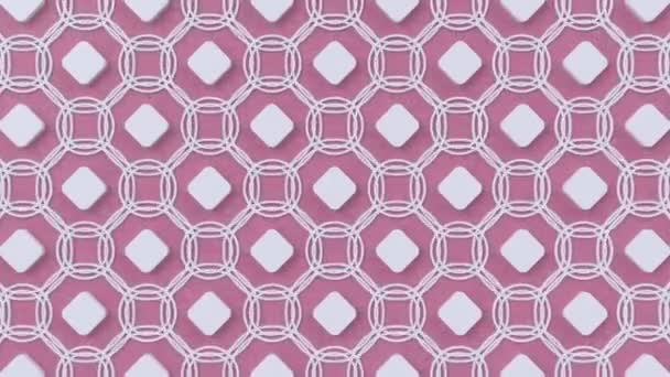 Arabisk looping geometriskt mönster. Rosa och vitt islamiskt 3d-motiv. Arabiska orientaliska animerade bakgrund. — Stockvideo