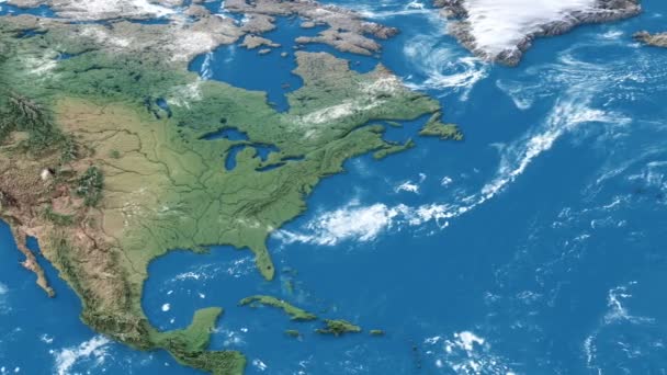 현실적 인 세계 지도. 세부적 인 세계 지도층 물이끼없는 해빙 애니메이션. — 비디오