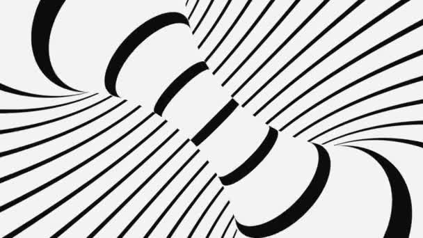 Schwarz-weiße psychedelische optische Täuschung. Abstrakte hypnotische animierte Hintergrund. Spirale geometrische Schleife monochrome Tapete — Stockvideo