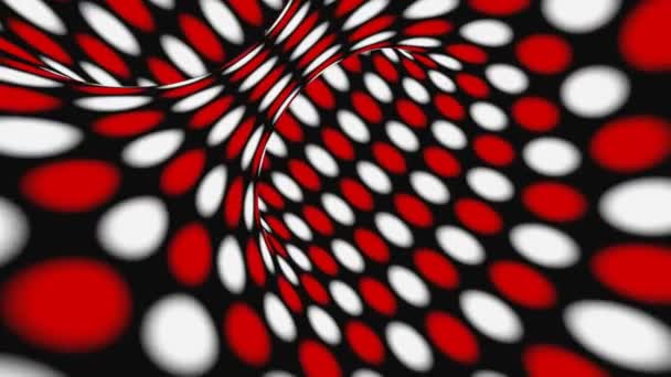 Svart, röd och vit psykedelisk optisk illusion. Abstrakt hypnotisk animerad bakgrund. Polka dot geometriska ögla tapet — Stockvideo
