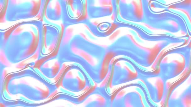 Holographic pearlescent motion liquid background. Iridescent psychedelic silky fluid paint. 3d render looping animation. — Stock Video