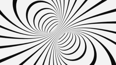 Siyah ve beyaz psikedelik optik illüzyon. Soyut hipnotik animasyon arka planı. Spiral geometrik döngü monokrom duvar kağıdı