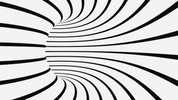 Black and white psychedelic optical illusion. Abstract hypnotic animated background. Spiral geometric looping monochrome wallpaper — Stock Video