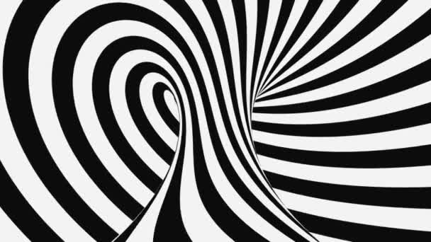 Black and white psychedelic optical illusion. Abstract hypnotic animated background. Spiral geometric looping monochrome wallpaper — Stock Video