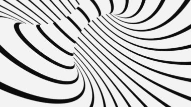 Siyah ve beyaz psikedelik optik illüzyon. Soyut hipnotik animasyon arka planı. Spiral geometrik döngü monokrom duvar kağıdı