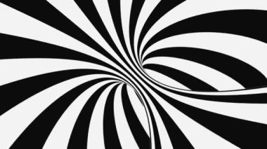 Siyah ve beyaz psikedelik optik illüzyon. Soyut hipnotik animasyon arka planı. Spiral geometrik döngü monokrom duvar kağıdı