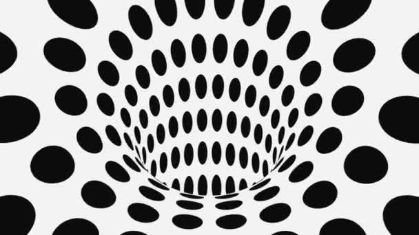 Black and white psychedelic optical illusion. Abstract hypnotic animated  background. Polka dot geometric monochrome wallpaper — Stock Video ©  gurzart #331800880