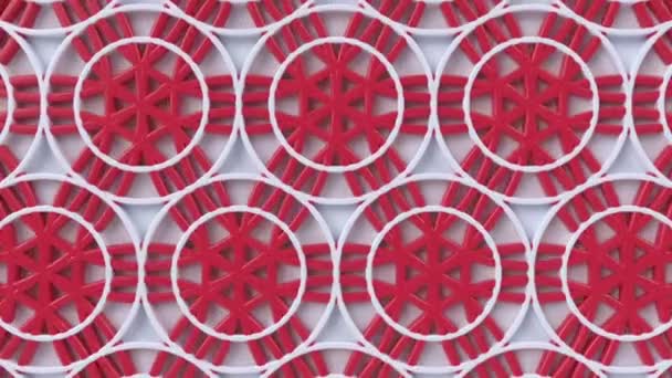 Арабеський петлястий геометричний візерунок. Червоний і білий острівні мотив 3d. Арабське східне анімаційне тло. — стокове відео