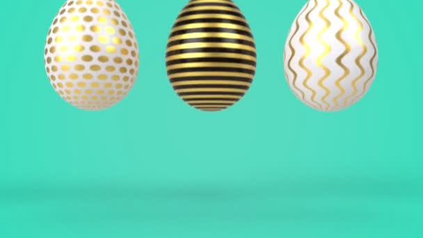 Joyeux fond de vacances de Pâques. Oeufs colorés 3d rendre l'animation dans un style minimal . — Video