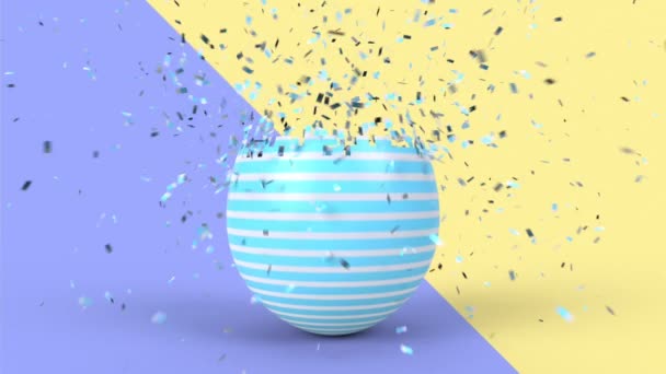 Feliz Pascua fondo de vacaciones. Huevos coloridos 3d renderizar animación en estilo mínimo . — Vídeos de Stock