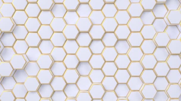 Fond de boucle mobile hexagonal. hexagones animés, motif nid d'abeille. Graphismes de rendu 3D . — Video