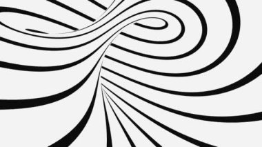 Siyah ve beyaz psikedelik optik illüzyon. Soyut hipnotik animasyon arka planı. Spiral geometrik döngü monokrom duvar kağıdı