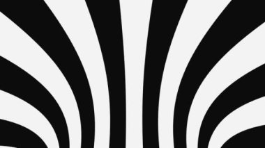 Siyah ve beyaz psikedelik optik illüzyon. Soyut hipnotik animasyon arka planı. Spiral geometrik döngü monokrom duvar kağıdı