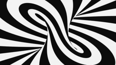 Siyah ve beyaz psikedelik optik illüzyon. Soyut hipnotik animasyon arka planı. Spiral geometrik döngü monokrom duvar kağıdı