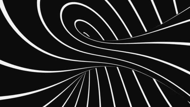 Ilusão óptica psicadélica em preto e branco. Abstrato hipnótico fundo animado. espiral geométrica looping monocromático papel de parede — Vídeo de Stock