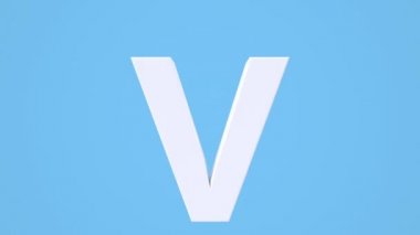 Broken white font isolated on blue background with golden fragments. Shattered bold capital letters.