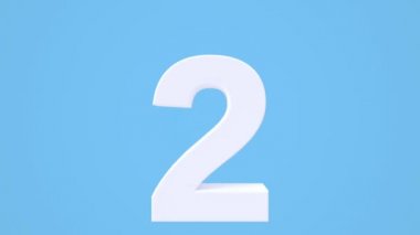 Broken white font isolated on blue background with golden fragments. Shattered bold numbers.