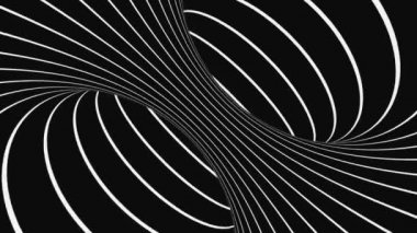 Siyah ve beyaz psikedelik optik illüzyon. Soyut hipnotik animasyon arka planı. Spiral geometrik döngü monokrom duvar kağıdı