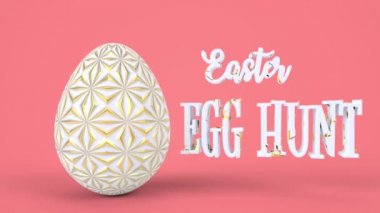 Happy Easter greeting holiday background. Decorative egg as symbol spring celebration. 3d render animation.