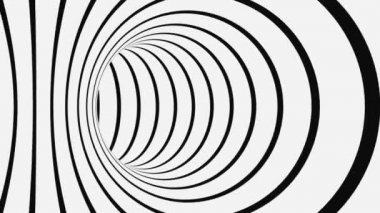 Siyah ve beyaz psikedelik optik illüzyon. Soyut hipnotik animasyon arka planı. Spiral geometrik döngü monokrom duvar kağıdı