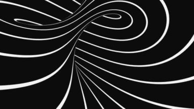 Siyah ve beyaz psikedelik optik illüzyon. Soyut hipnotik animasyon arka planı. Spiral geometrik döngü monokrom duvar kağıdı