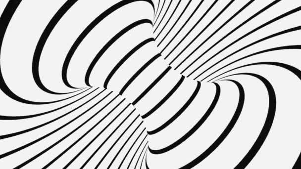 Illusion d'optique psychédélique noire et blanche. Résumé fond animé hypnotique. Papier peint spirale géométrique boucle monochrome — Video