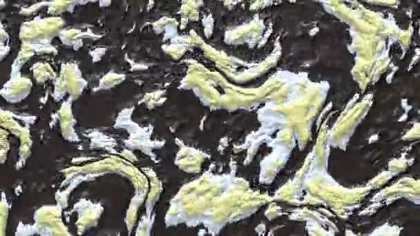 Vloeiende vloeibare verf abstracte achtergrond. 3D-weergave van de beweging. Bewegende acryl vlekken naadloos behang. — Stockvideo