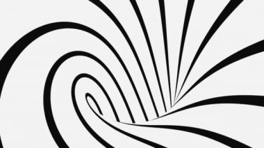 Siyah ve beyaz psikedelik optik illüzyon. Soyut hipnotik animasyon arka planı. Spiral geometrik döngü monokrom duvar kağıdı