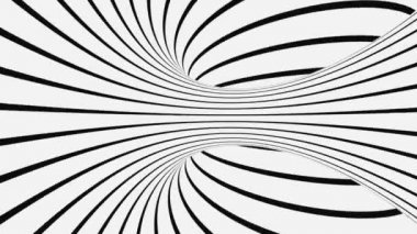 Siyah ve beyaz psikedelik optik illüzyon. Soyut hipnotik animasyon arka planı. Spiral geometrik döngü monokrom duvar kağıdı