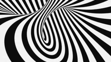 Siyah ve beyaz psikedelik optik illüzyon. Soyut hipnotik animasyon arka planı. Spiral geometrik döngü monokrom duvar kağıdı